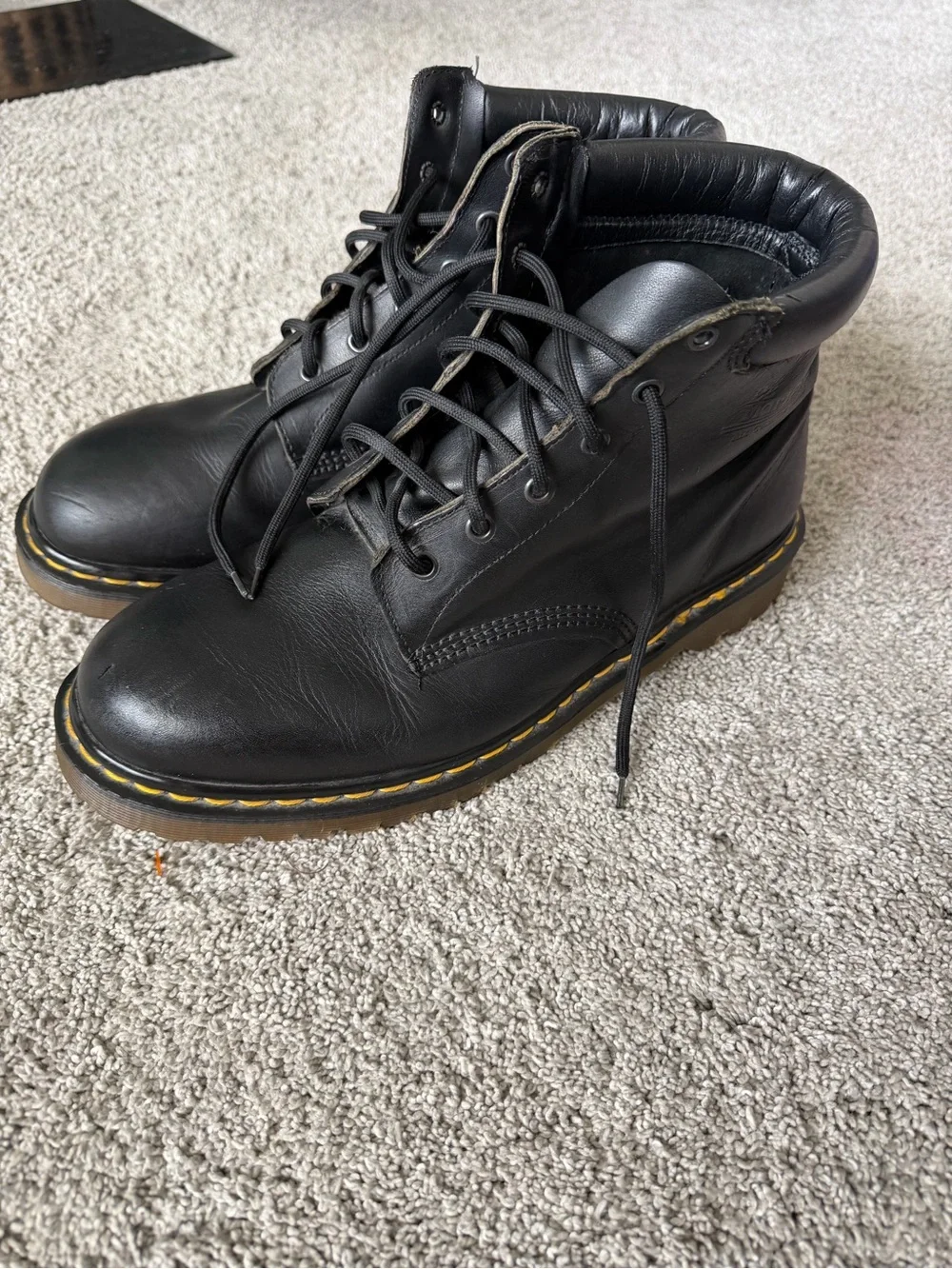 Dr. Martins Black Leather Lace-Up Men's Boots 13